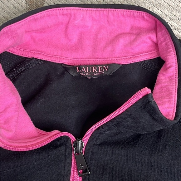 Lauren Ralph Lauren knit zip up black jacket with pink trim - Picture 5 of 13